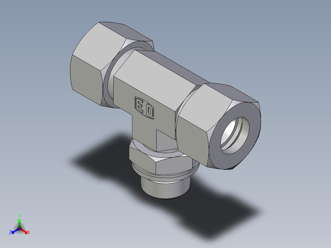 卡套式工业通用硬管接头EO_Adjustable_locknut_branch_tee_TEE15LMCF主视图