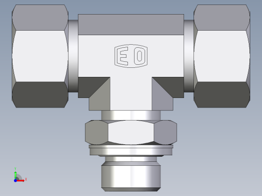 卡套式工业通用硬管接头EO_Adjustable_locknut_branch_tee_TEE15LMCF前视缩略图