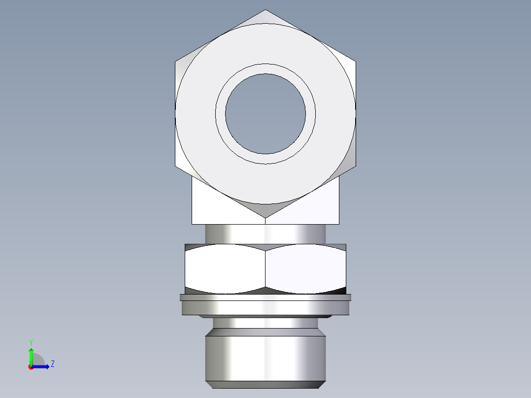 卡套式工业通用硬管接头EO_Adjustable_locknut_branch_tee_TEE15LMCF左视图