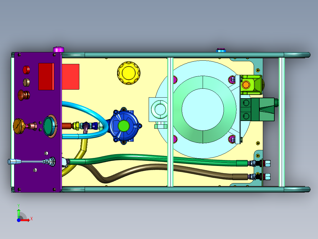 机械液压系统液压泵站前视图