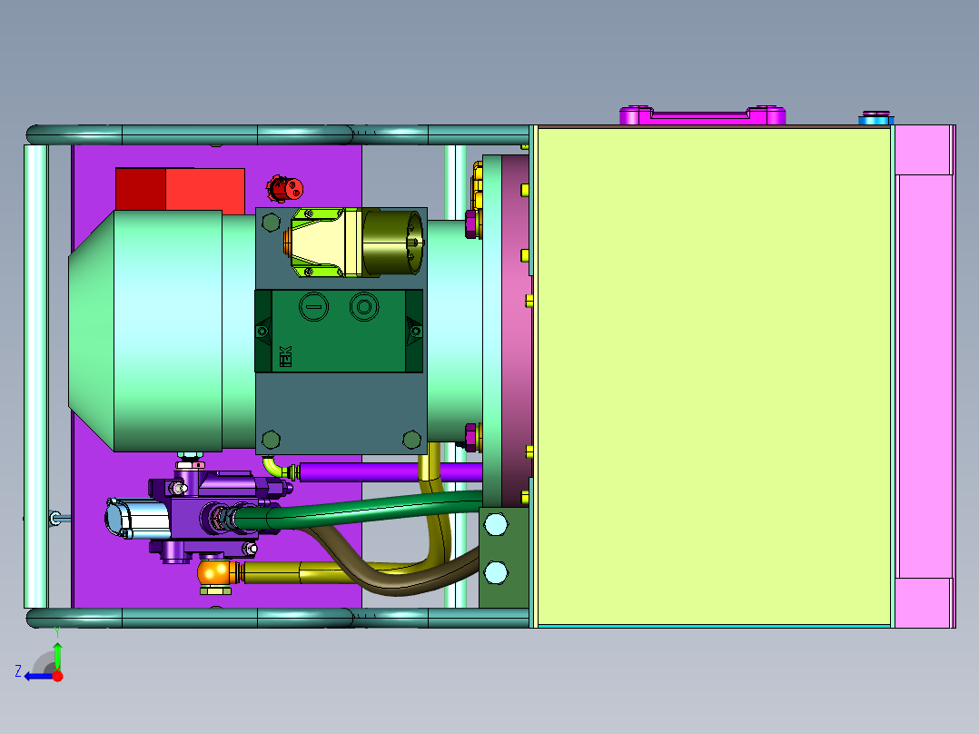 机械液压系统液压泵站右视图