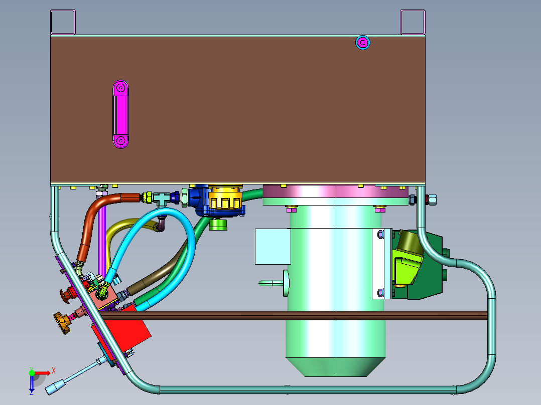 机械液压系统液压泵站俯视图