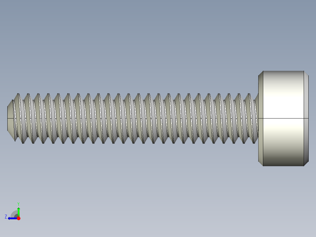 M2 x 0.4mm Thread 10mm LONG SOCKET HEAD CAP SCREW.IGS右视图
