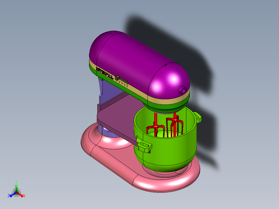 电动小型奶油打发器正等轴测图