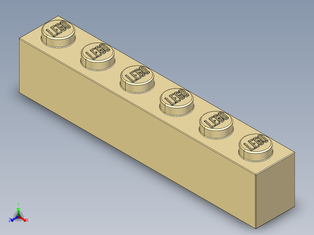 乐高套装 4421基本积木-4112982 - 3009 Brick Yellow - Tan Brick 1 x 6.STEP正等轴测图