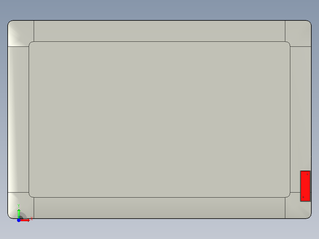 屏幕面板外壳UG铣LOGO槽程序模型前视图