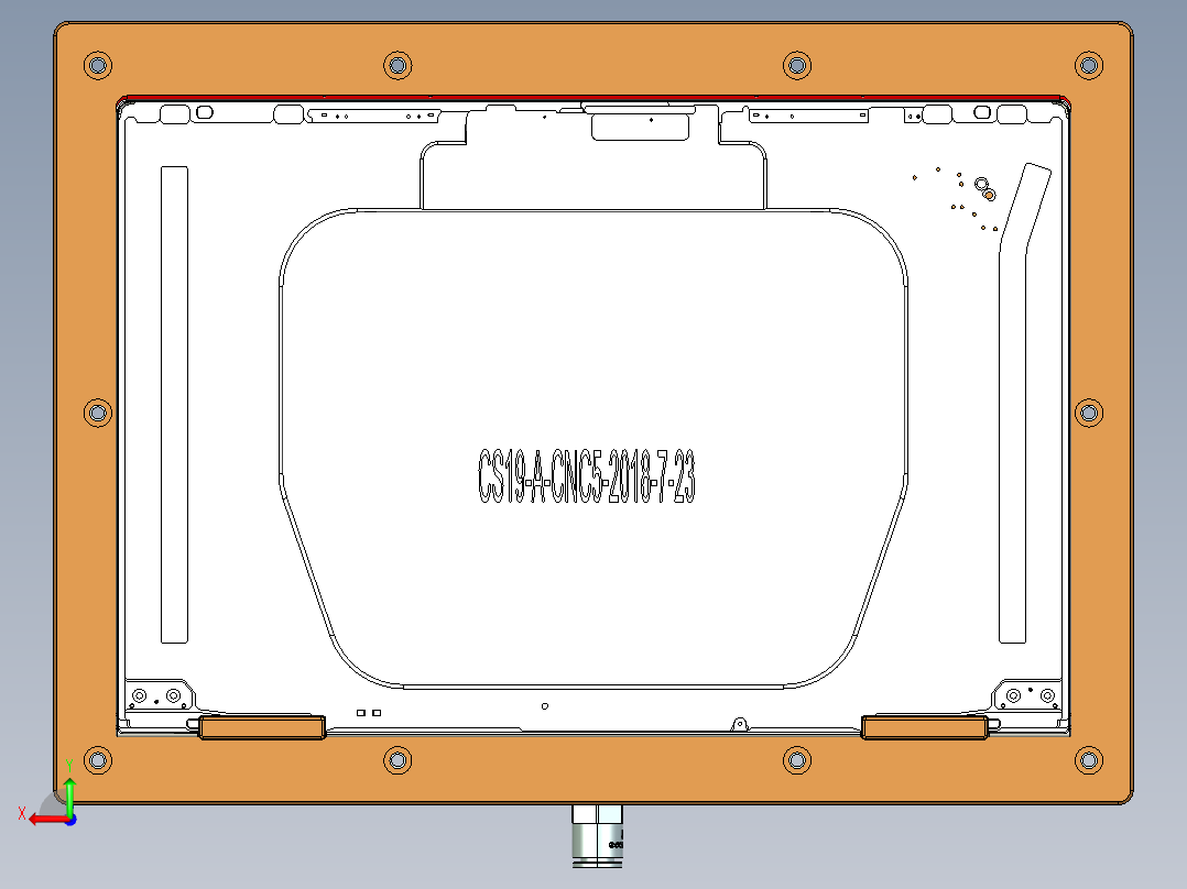 金属外壳真空吸气辅助测量检具模型后视图