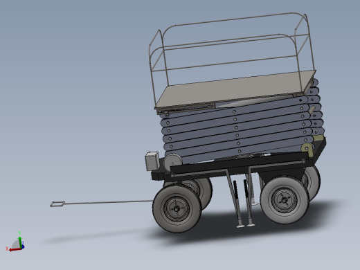 四轮移动式液压升降台3D及图纸