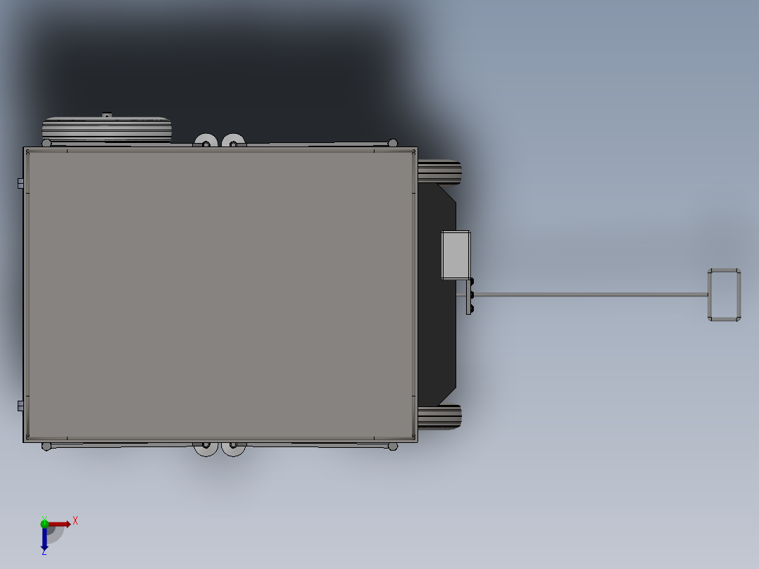 四轮移动式液压升降台3D及图纸俯视图