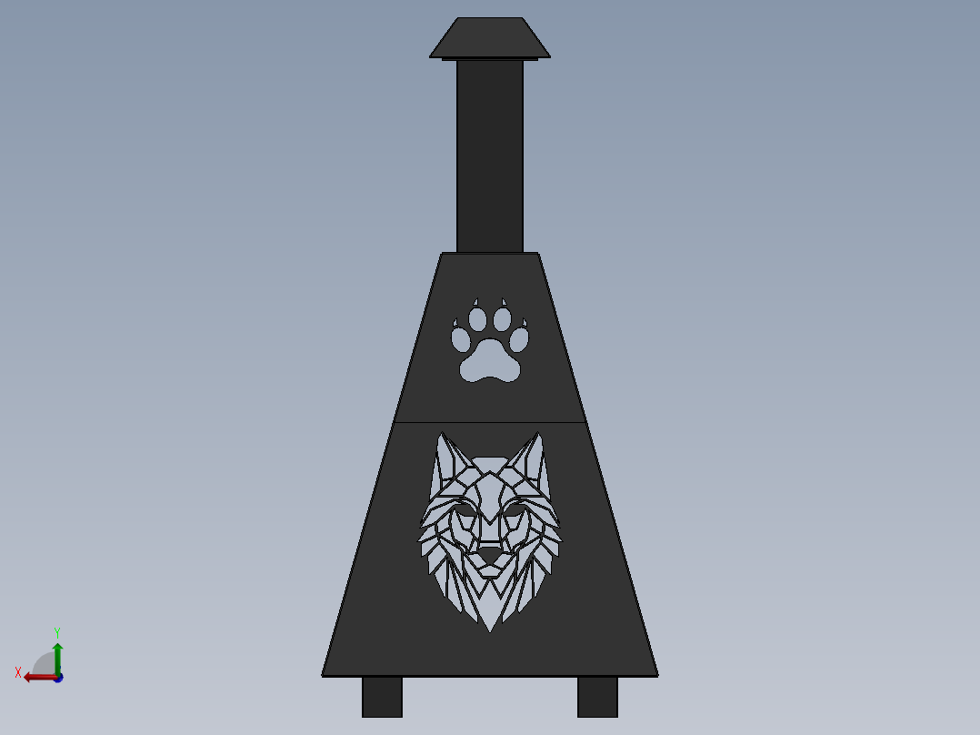 狼剪烟囱后视图