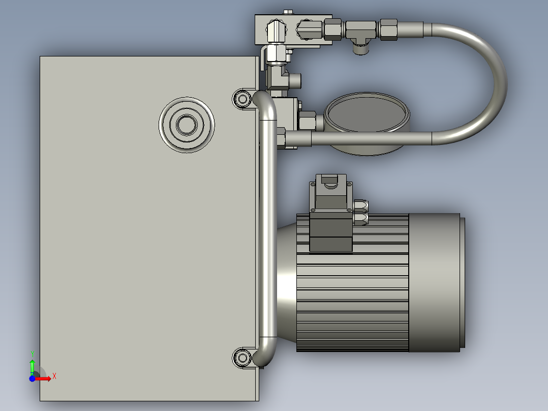 小型的液压泵站设计模型前视图