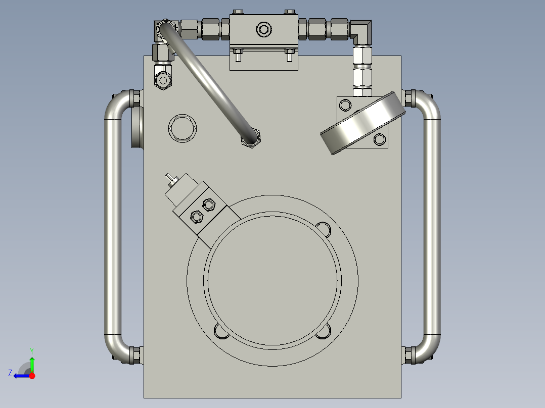 小型的液压泵站设计模型右视图