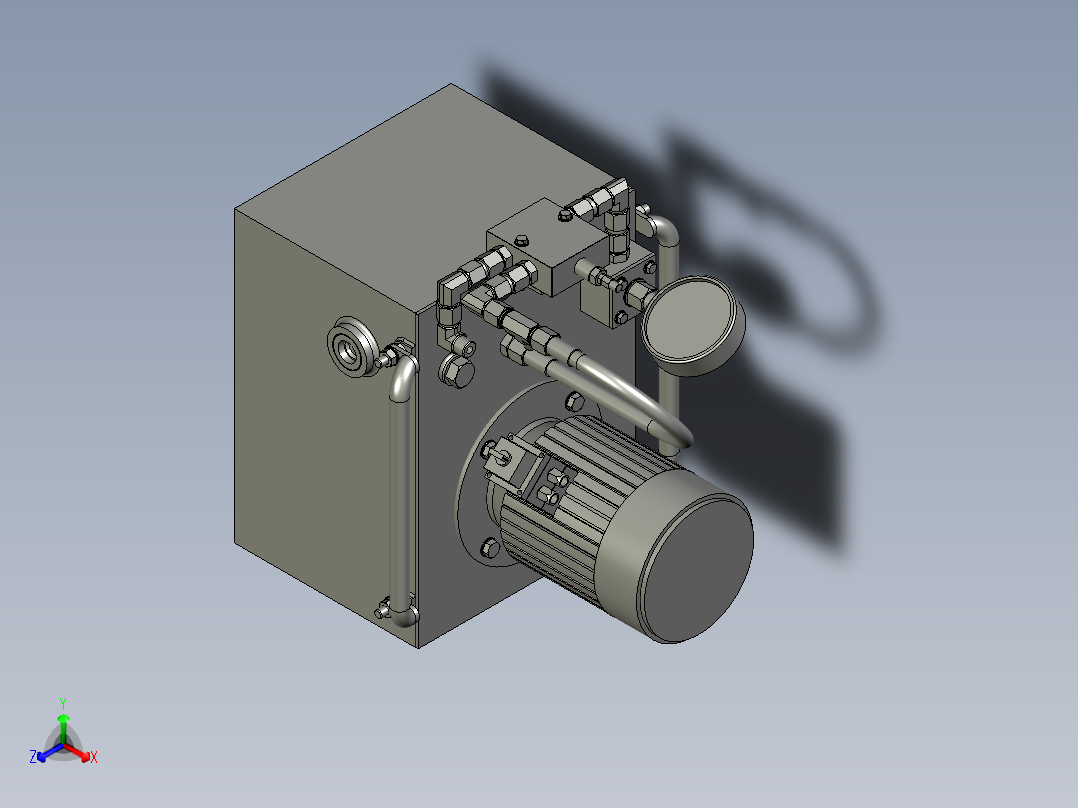 小型的液压泵站设计模型正等轴测图