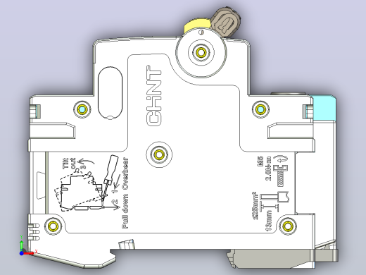 NB8LE-63 1P&amp;N剩余电流动作断路器三维模型202203前视缩略图