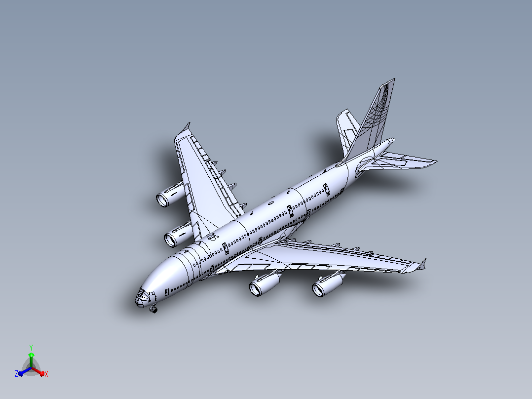 Airbus Emirates A380客机飞机3D数模图纸 Solidworks设计正等轴测图