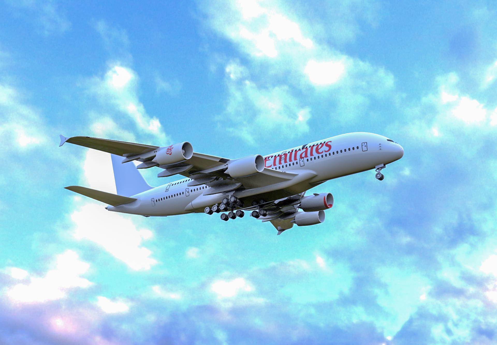 Airbus Emirates A380客机飞机3D数模图纸 Solidworks设计