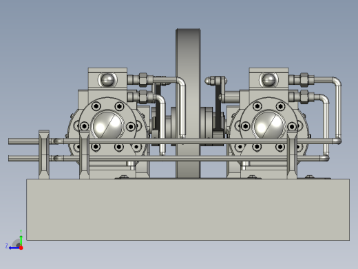 工厂布局中的双卧式蒸汽机右视缩略图