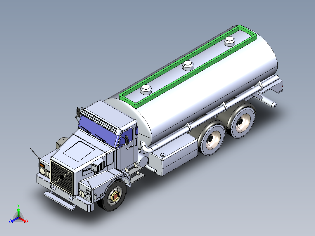 沃尔沃油料运输车CATIA V5 r21模型主视图