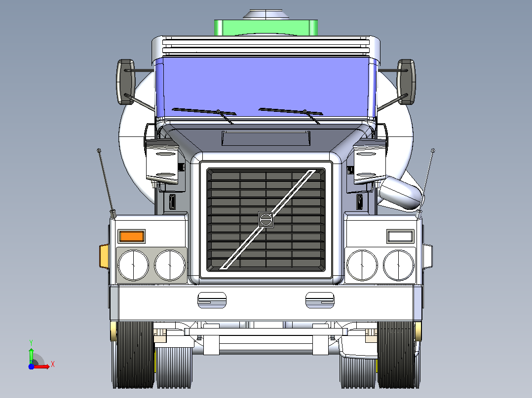 沃尔沃油料运输车CATIA V5 r21模型前视图