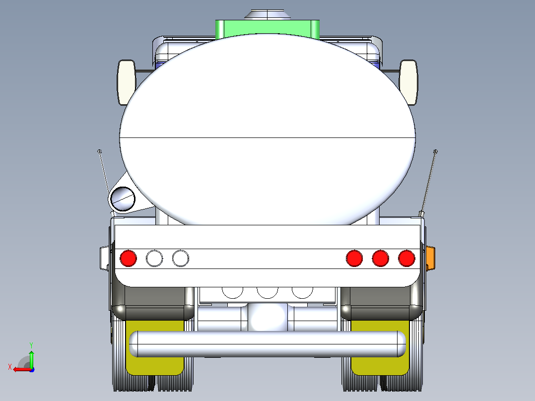 沃尔沃油料运输车CATIA V5 r21模型后视图