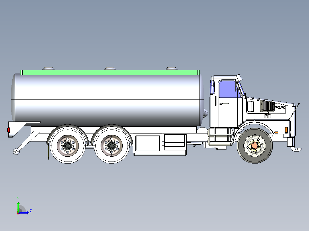 沃尔沃油料运输车CATIA V5 r21模型左视图