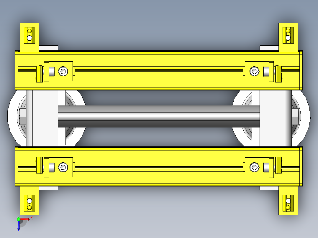 使用铝合金型材的自由滚轮输送机俯视图