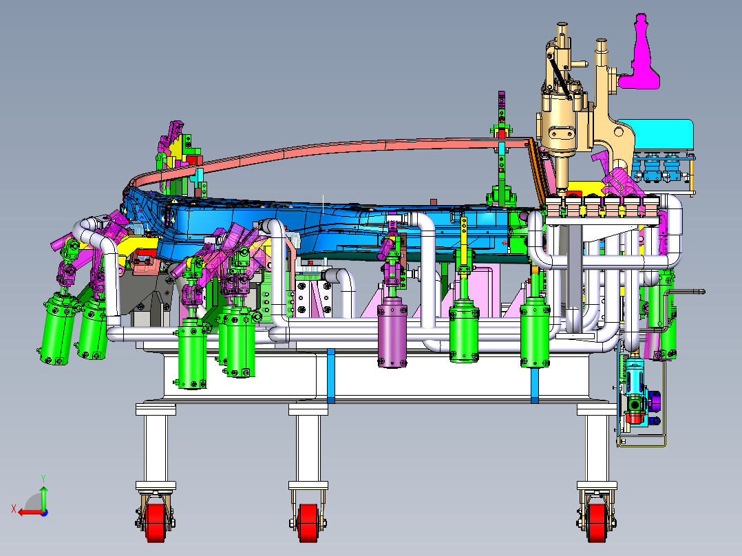 左后门总成焊装夹具（手工点焊后视图