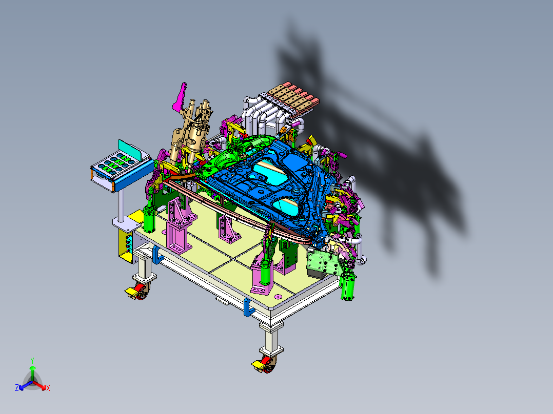 左后门总成焊装夹具（手工点焊正等轴测图