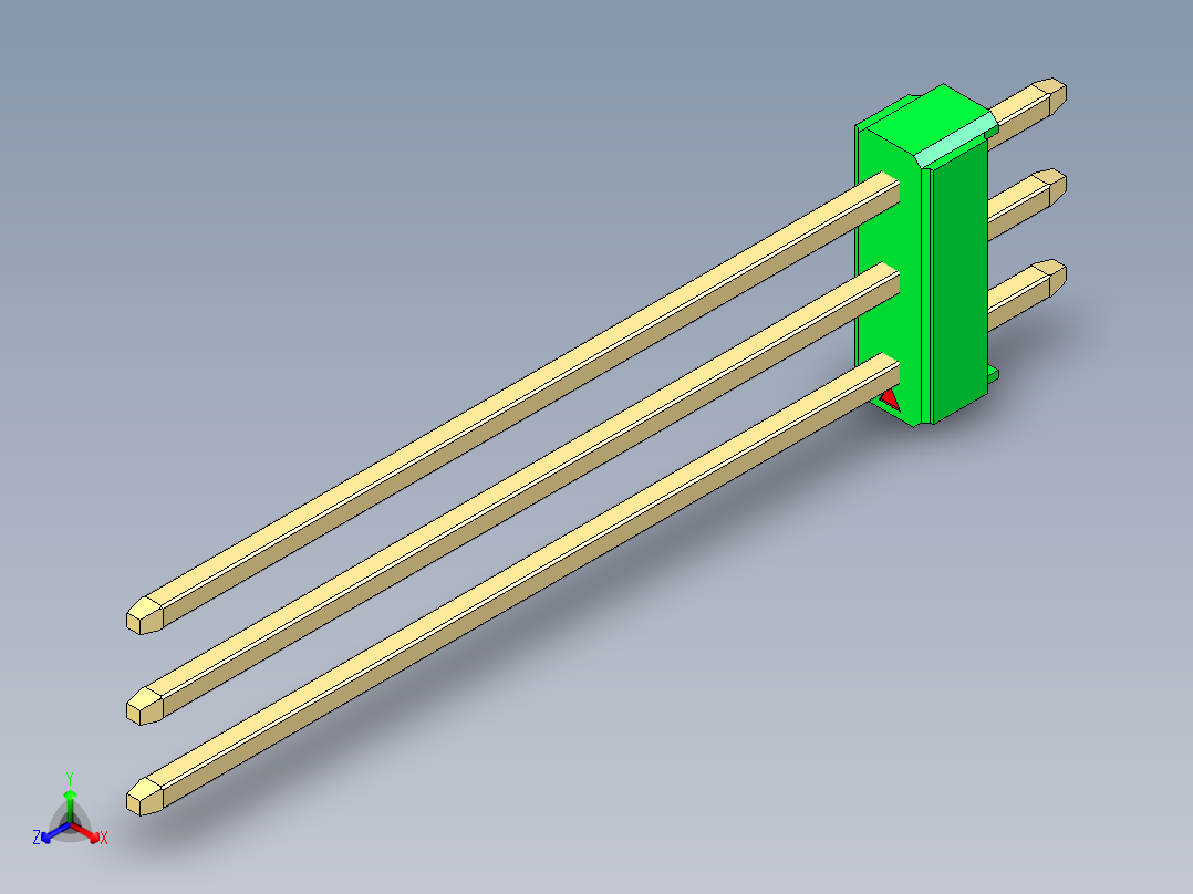 彩色公头100mil（2.54mm）系列-DS1021_green_3x01p_100mil_Type43_rev1.0主视图