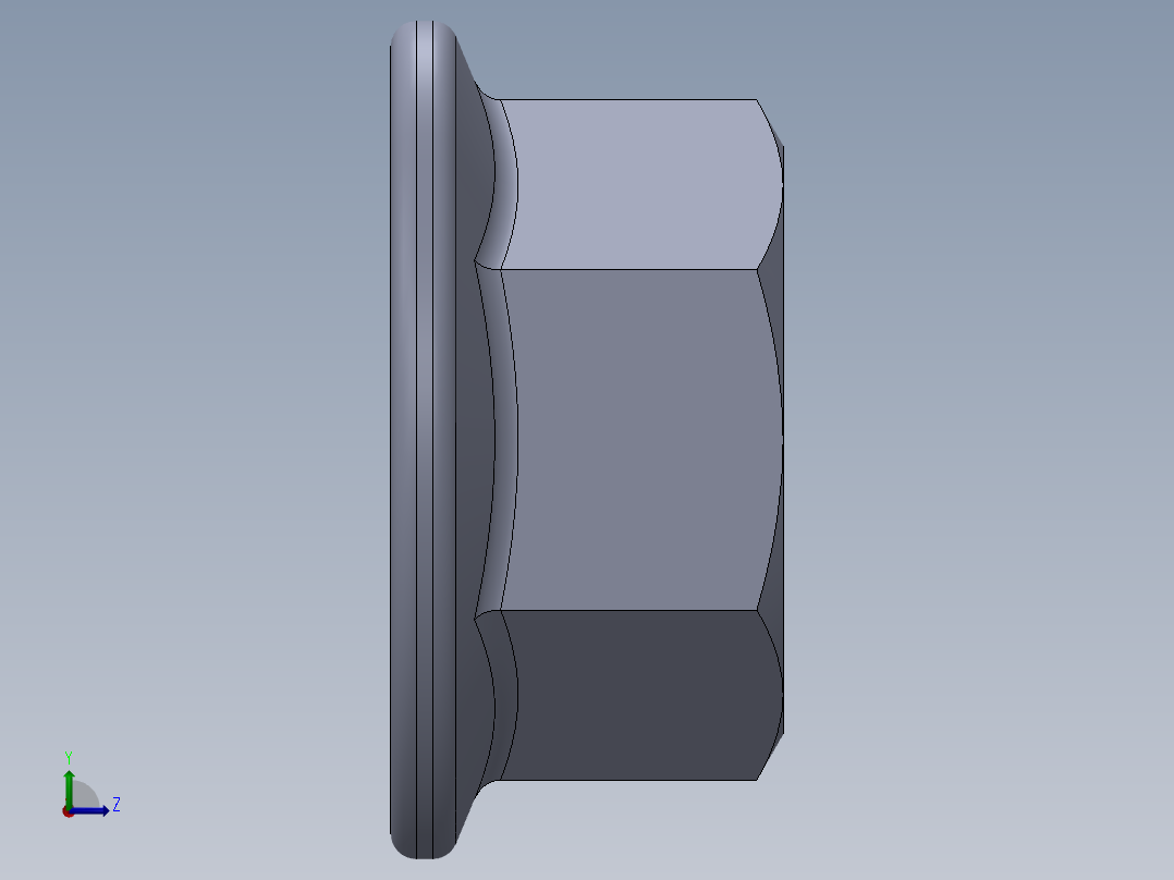 公制法兰螺母-FN M14x2.SLDPRT左视图