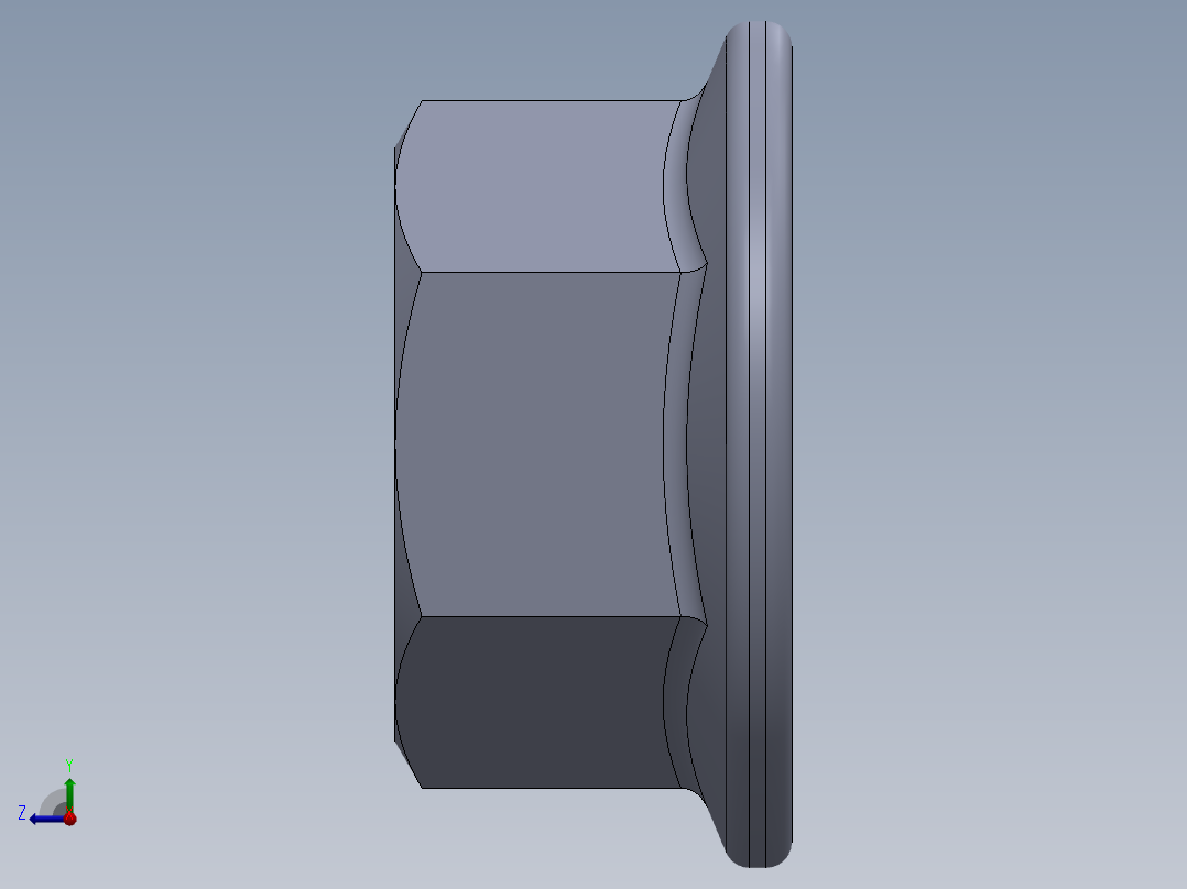公制法兰螺母-FN M14x2.SLDPRT右视图