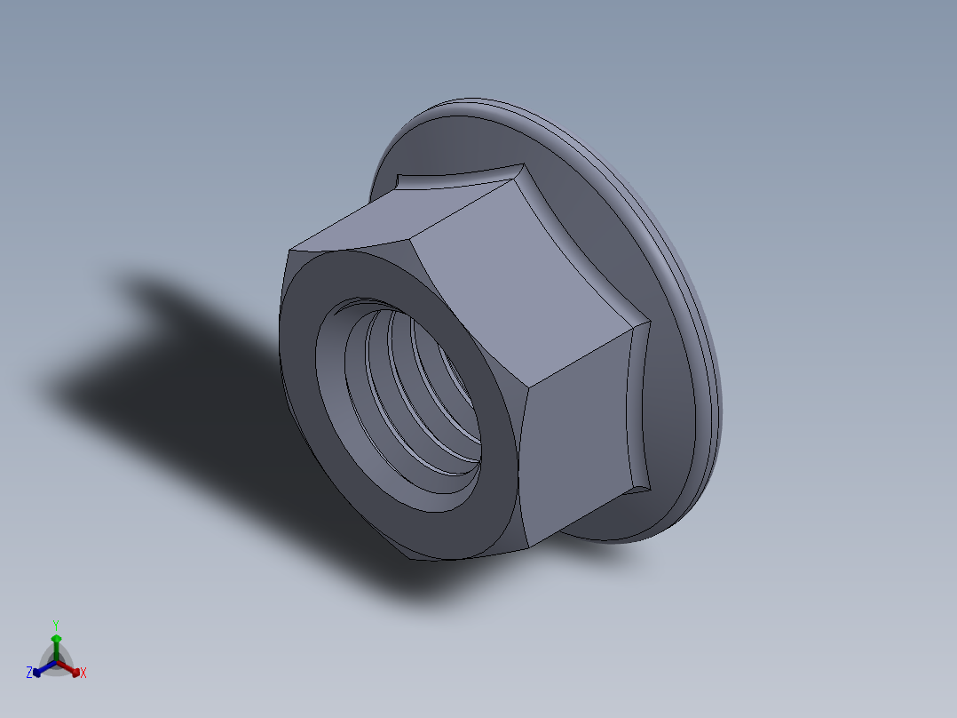 公制法兰螺母-FN M14x2.SLDPRT正等轴测图