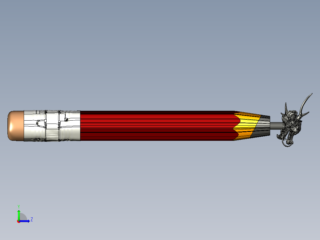 铅笔龙头雕刻艺术左视图