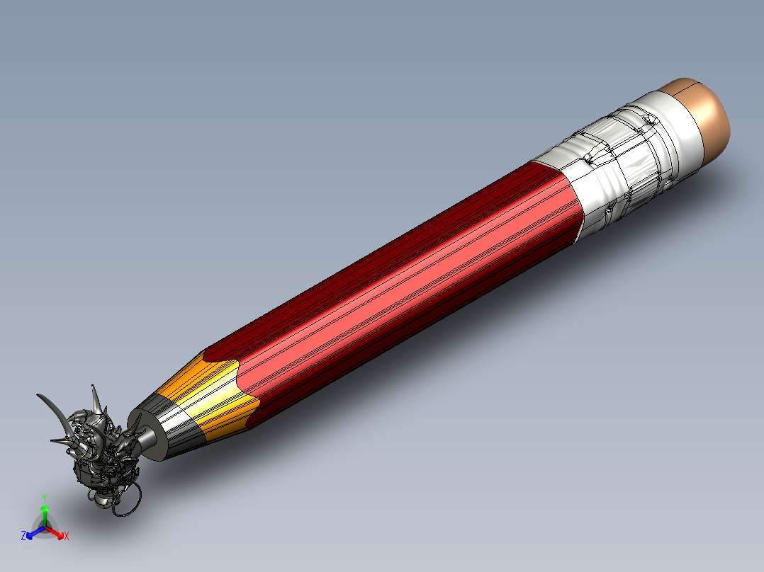 铅笔龙头雕刻艺术正等轴测图