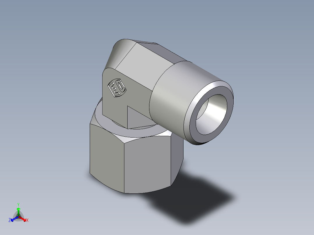 卡套式工业通用硬管接头EO_Swivel_nut_elbow_EW08SOMDCF正等轴测图
