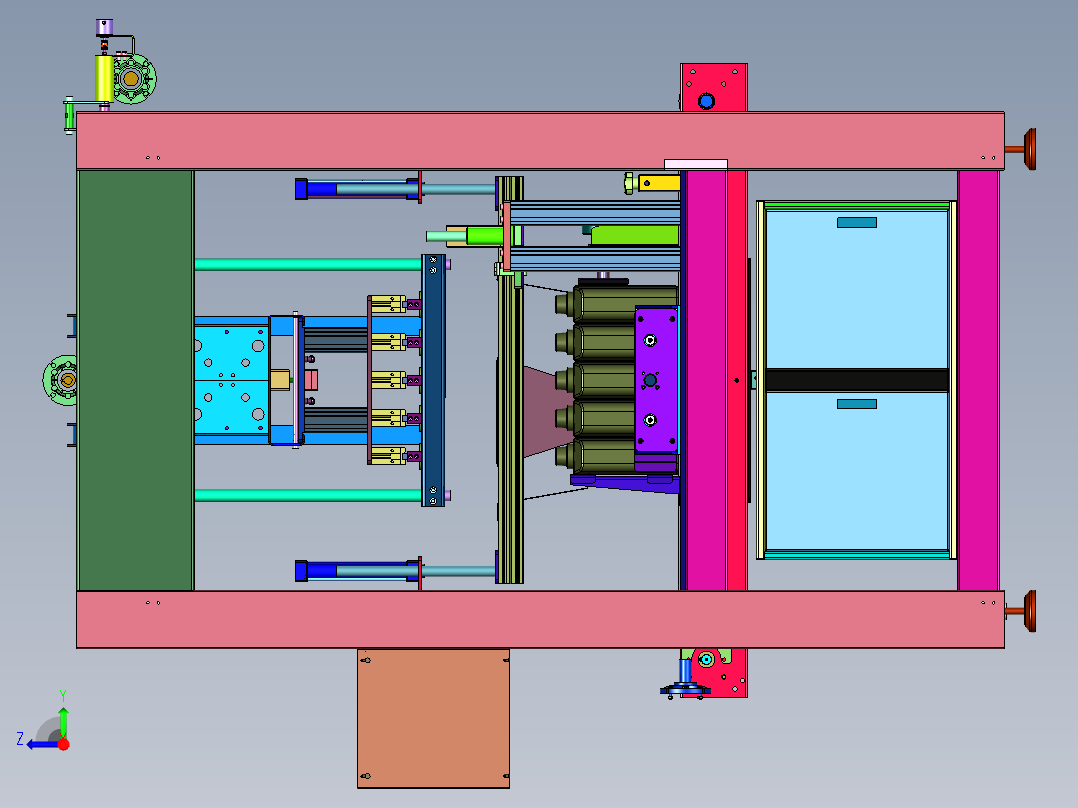塑料手提瓶排序队列装箱设备右视图