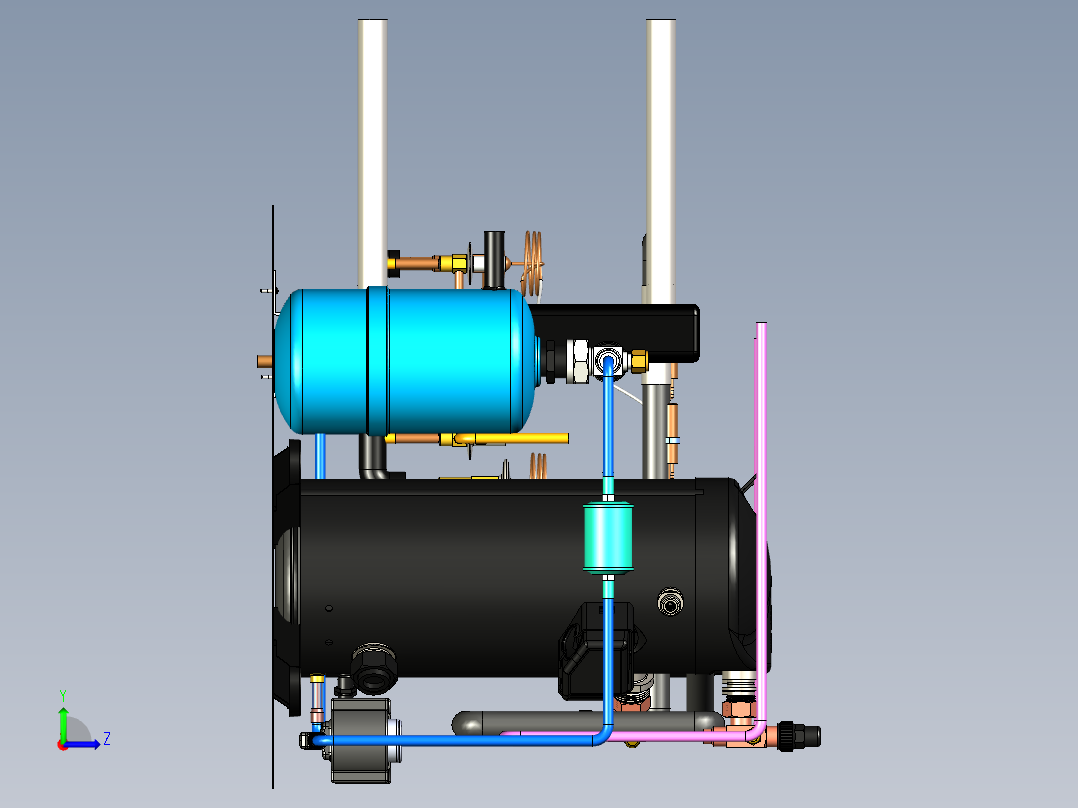 3.5+3.5HP冷水机组蒸发机组左视图