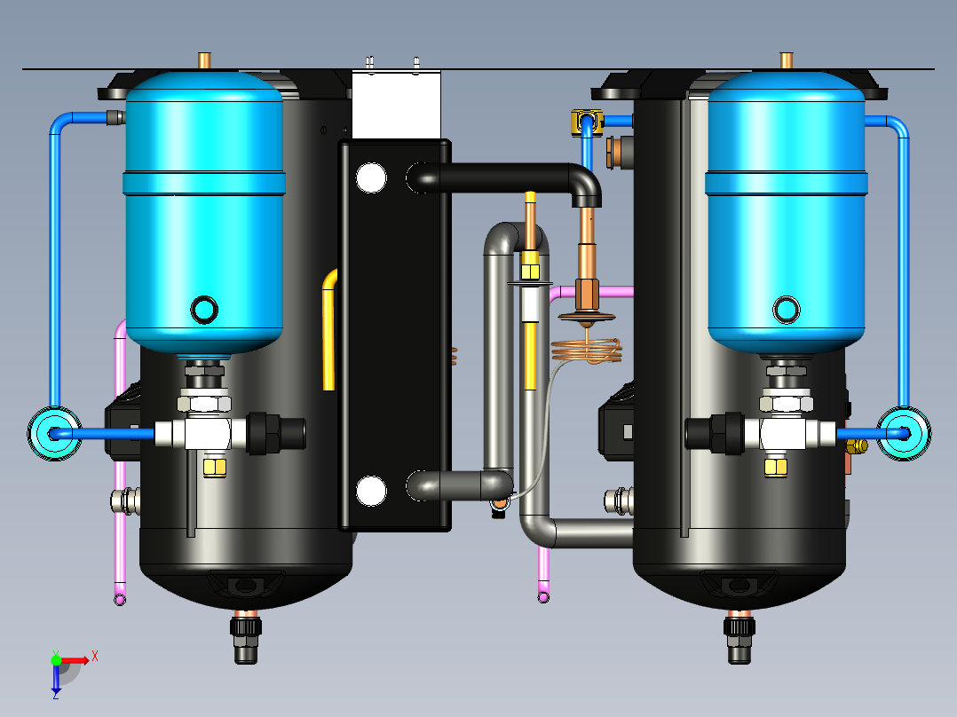 3.5+3.5HP冷水机组蒸发机组俯视图