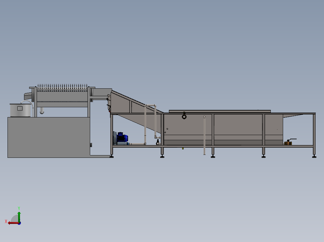 贝类清洗清刷流水线后视图