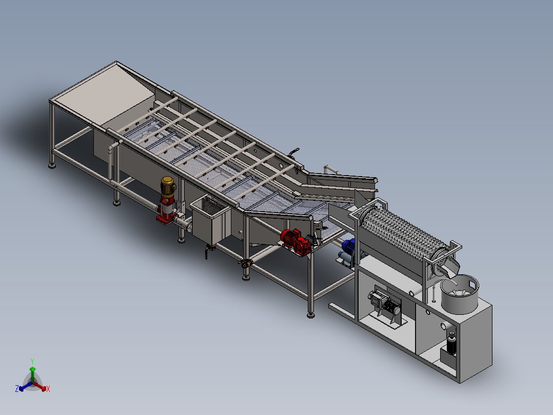 贝类清洗清刷流水线正等轴测图
