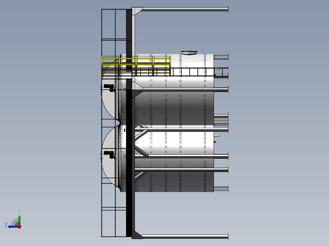 压力容积、巧克力混合搅拌罐右视图