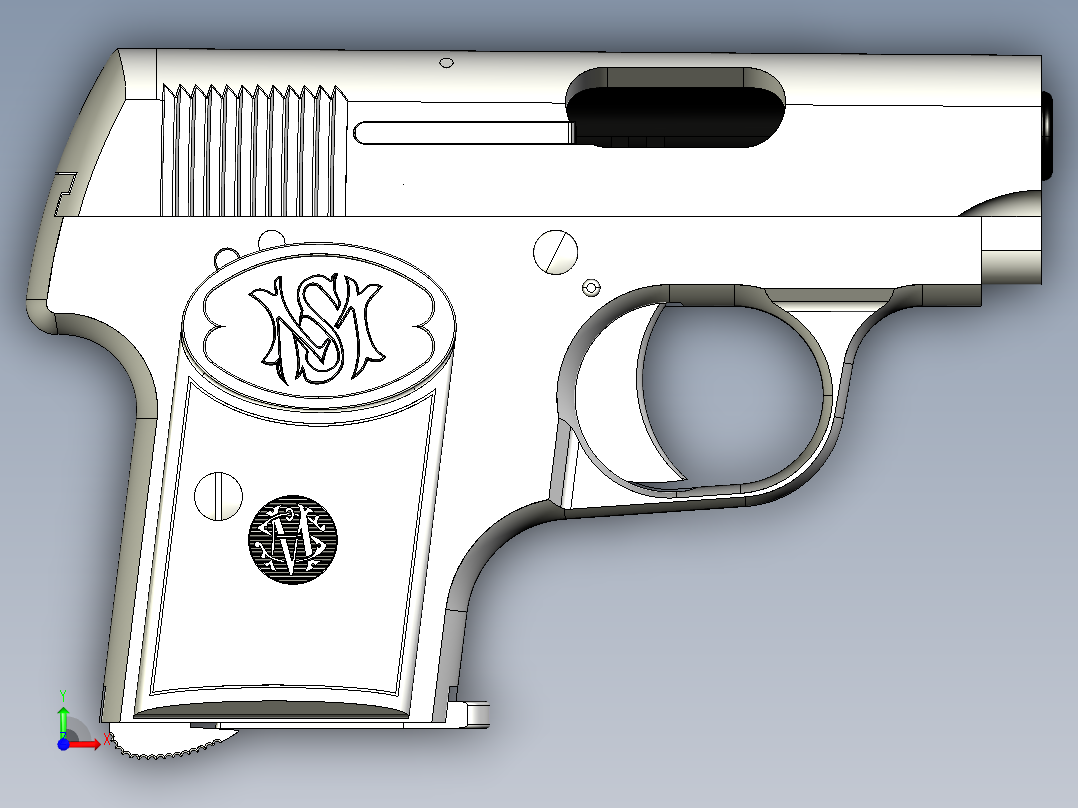 手枪左轮冲锋枪老式狙击步枪设计3D图纸Modesto Santos 6.35 IGS前视图