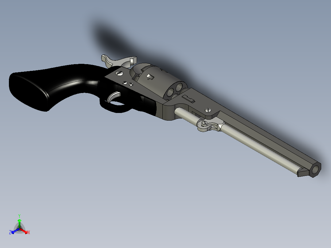 手枪左轮冲锋枪老式狙击步枪设计3D图纸colt-navy-1851 stp igs