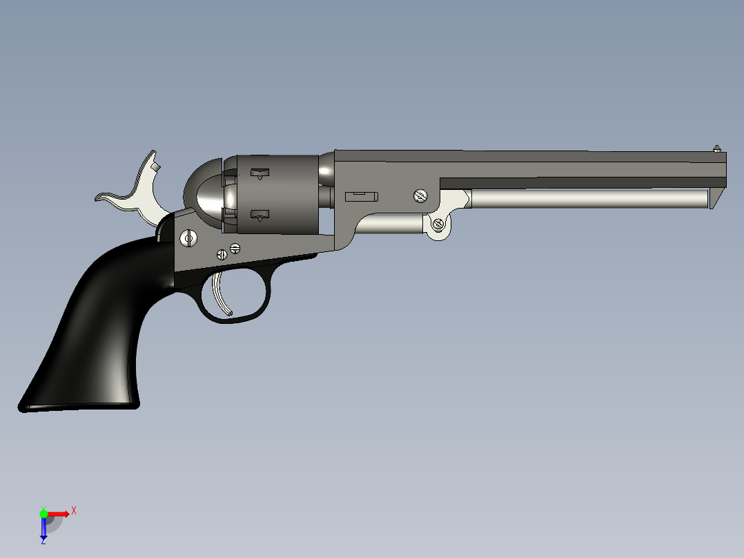 手枪左轮冲锋枪老式狙击步枪设计3D图纸colt-navy-1851 stp igs俯视图