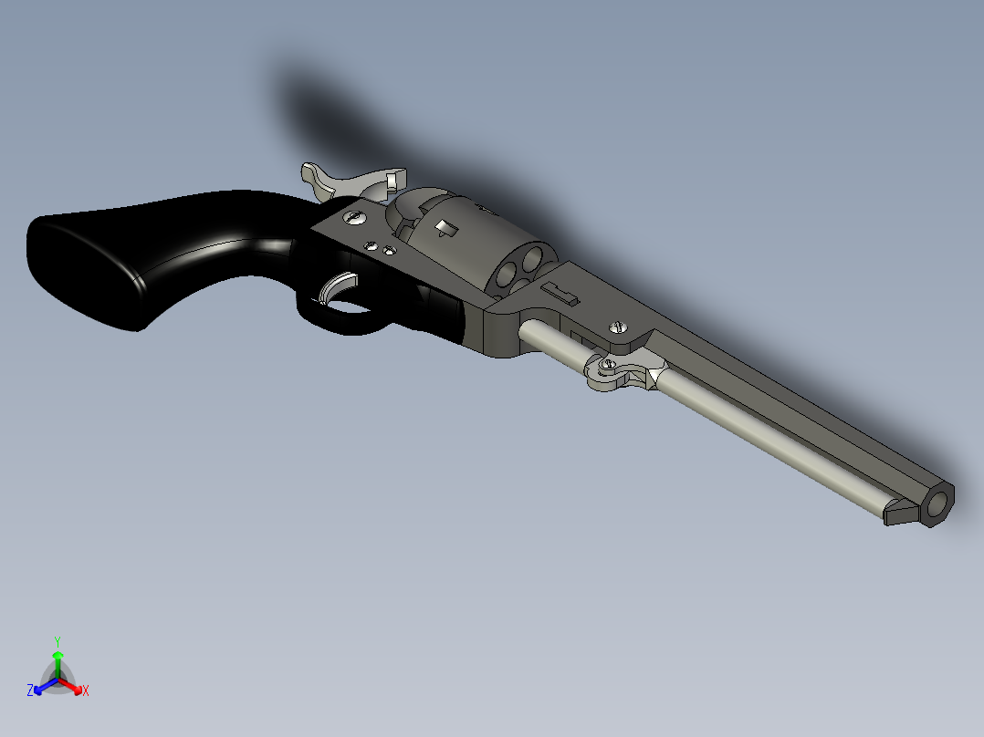 手枪左轮冲锋枪老式狙击步枪设计3D图纸colt-navy-1851 stp igs正等轴测图