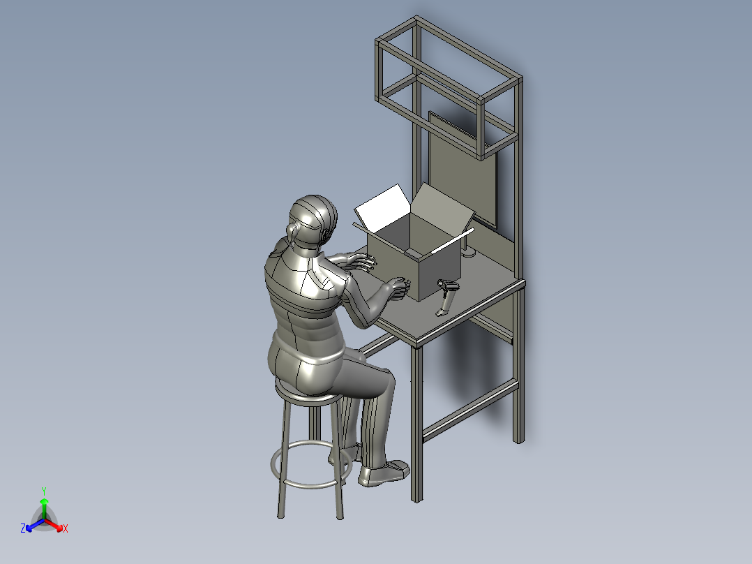 人工扫描封装工作台正等轴测图
