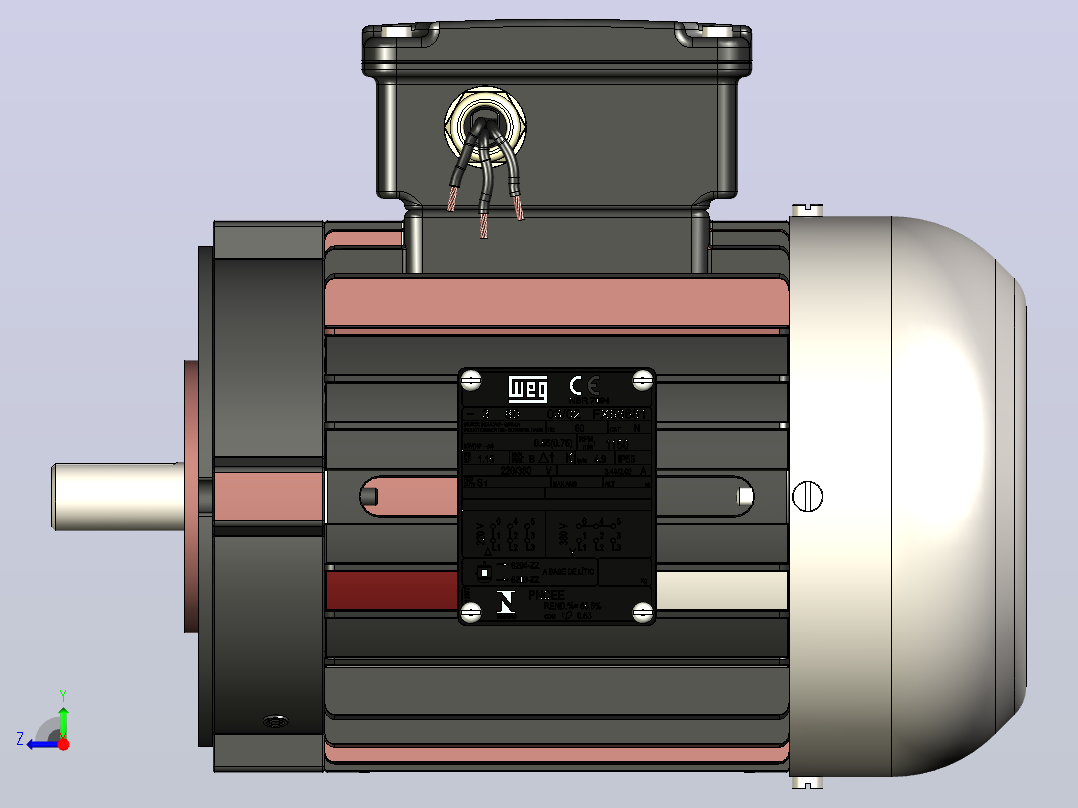 WEG电机 0.75 CV 60Hz 4PL WEG右视图