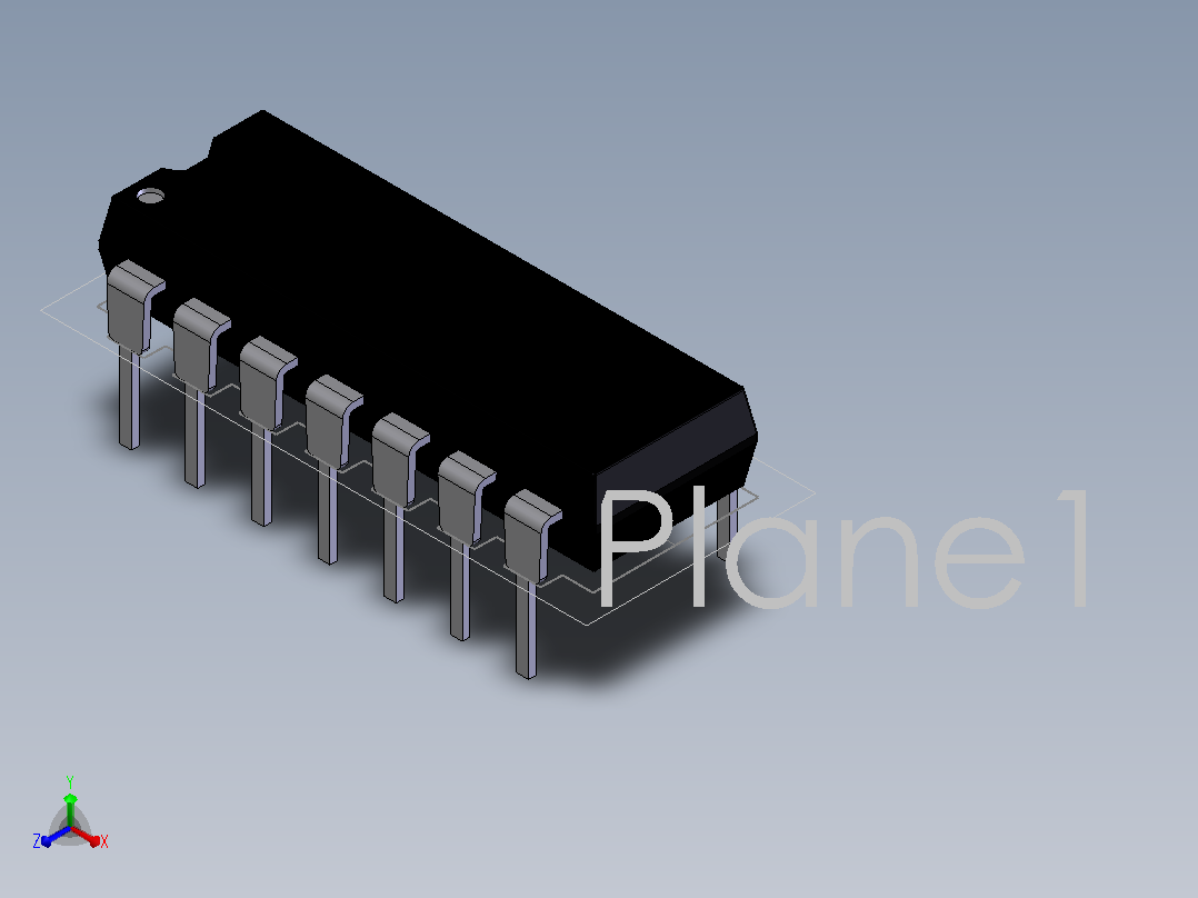 电子器件DIP-14正等轴测图