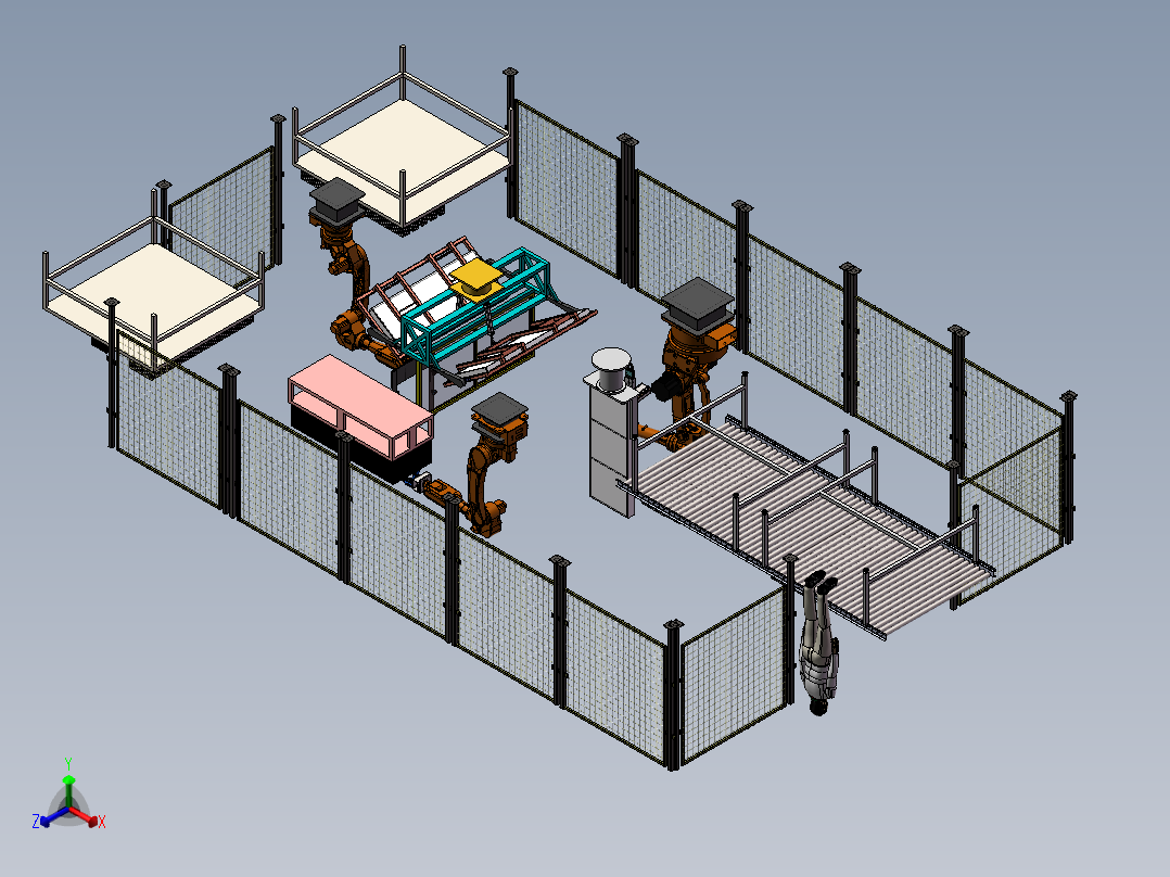 沙发靠背机器人自动打钉设备sw16可编辑正等轴测图