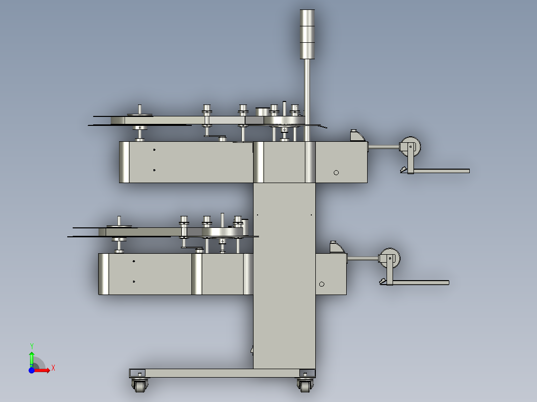 卧式双层收料架（冲压行业）3D模型前视图